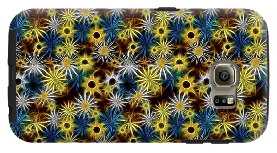 Blue Yellow White Daisies on Brown - Phone Case