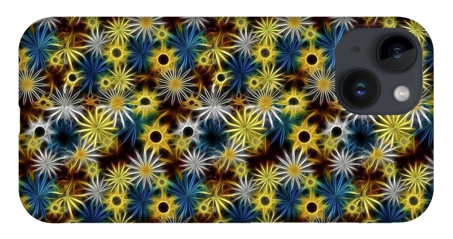 Blue Yellow White Daisies on Brown - Phone Case