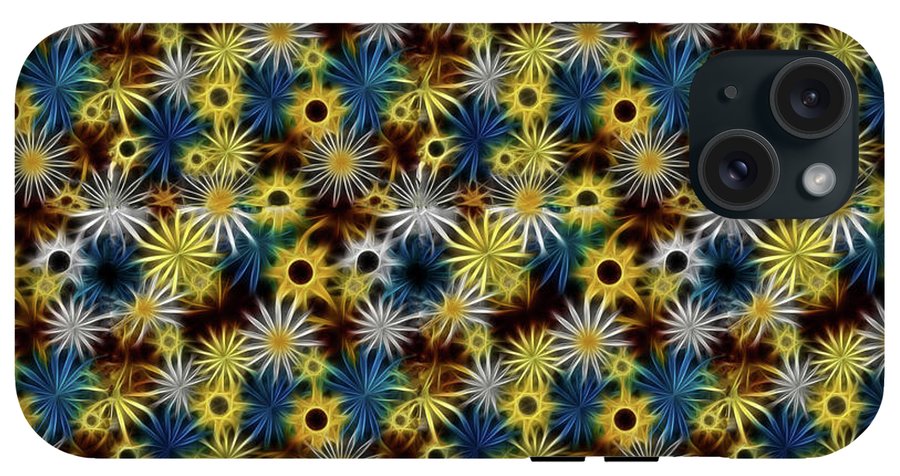 Blue Yellow White Daisies on Brown - Phone Case