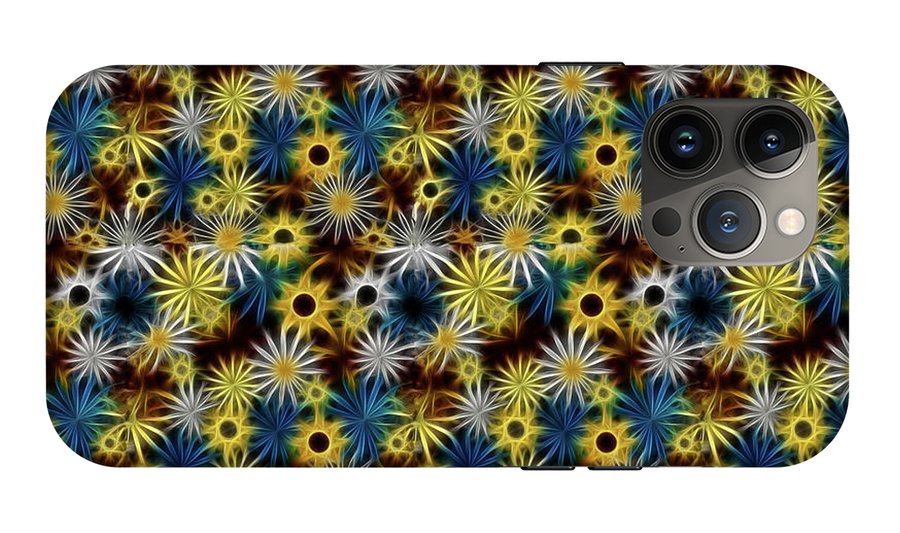 Blue Yellow White Daisies on Brown - Phone Case