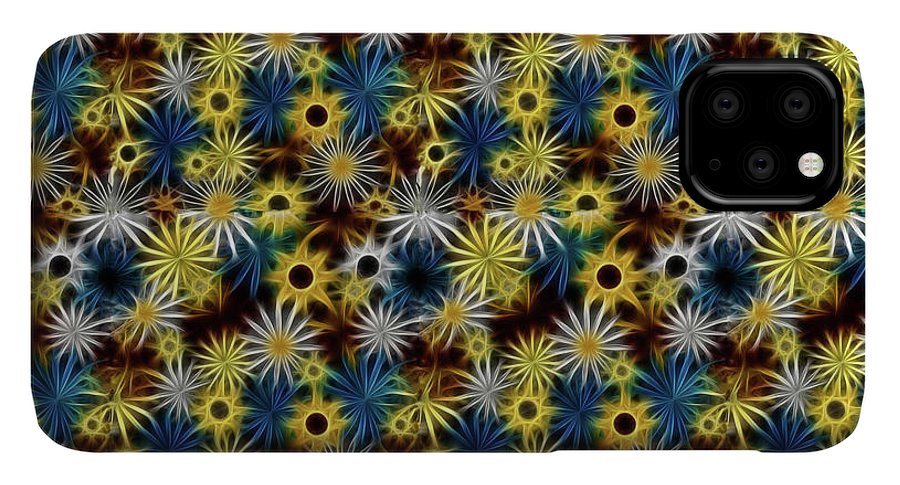 Blue Yellow White Daisies on Brown - Phone Case