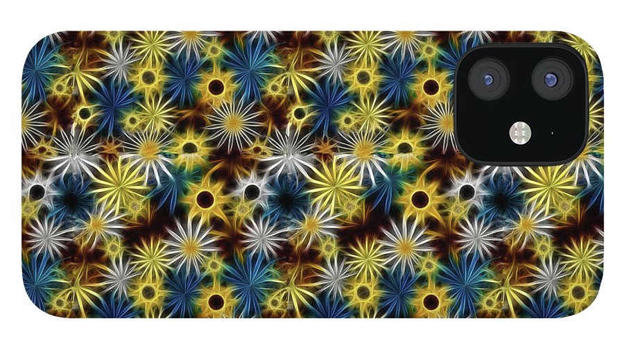 Blue Yellow White Daisies on Brown - Phone Case