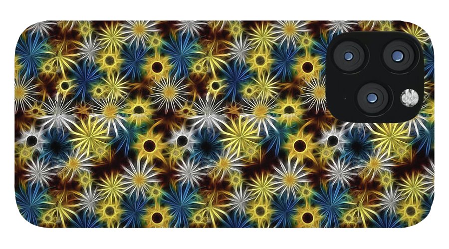 Blue Yellow White Daisies on Brown - Phone Case