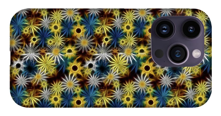 Blue Yellow White Daisies on Brown - Phone Case