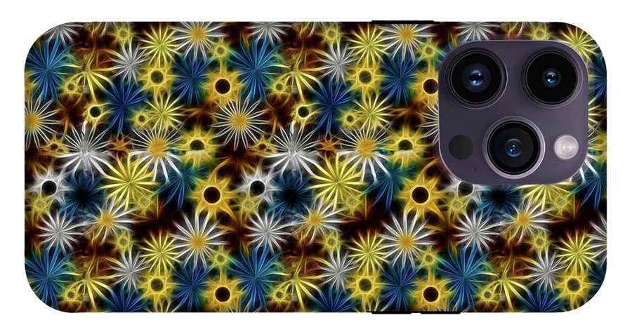 Blue Yellow White Daisies on Brown - Phone Case