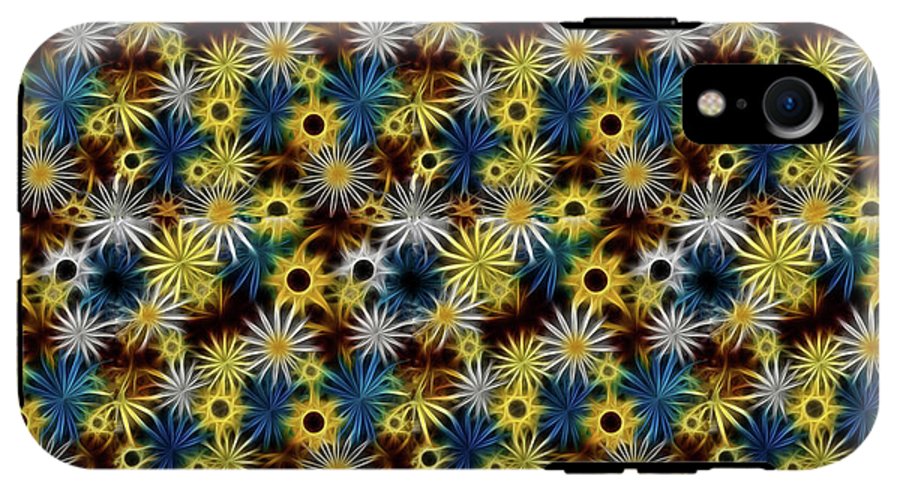 Blue Yellow White Daisies on Brown - Phone Case
