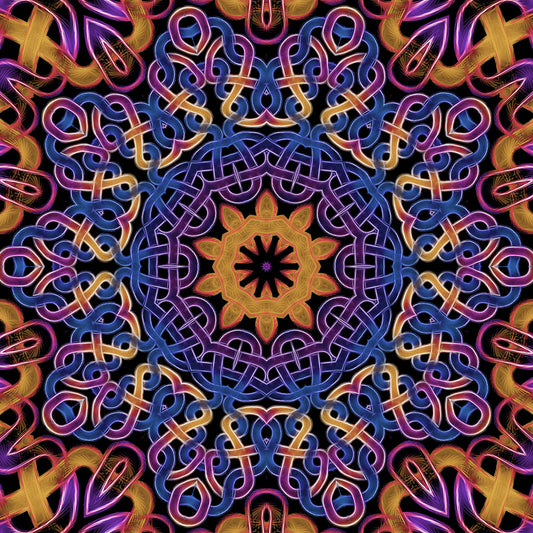 Blue Gold Celtic Kaleidoscope Digital Image Download