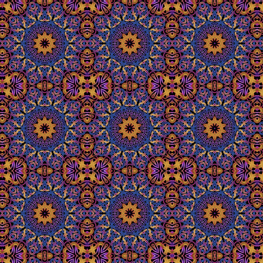 Blue Gold Celtic Kaleidoscope Digital Image Download