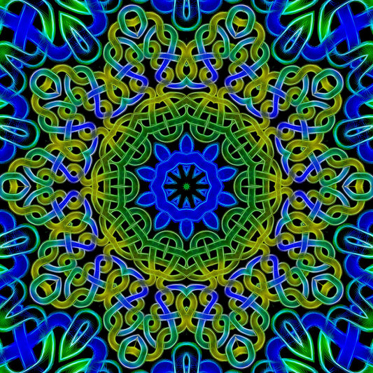 Blue Green Celtic Kaleidoscope Digital Image Download