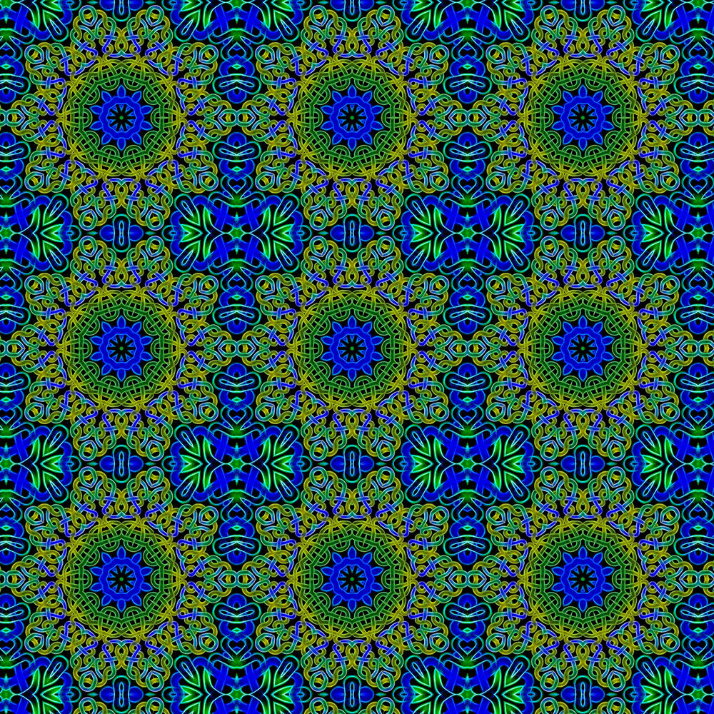 Blue and Green Celtic Kaleidoscope Digital Image Download