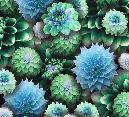Blue Green Dahlias Digital image Download