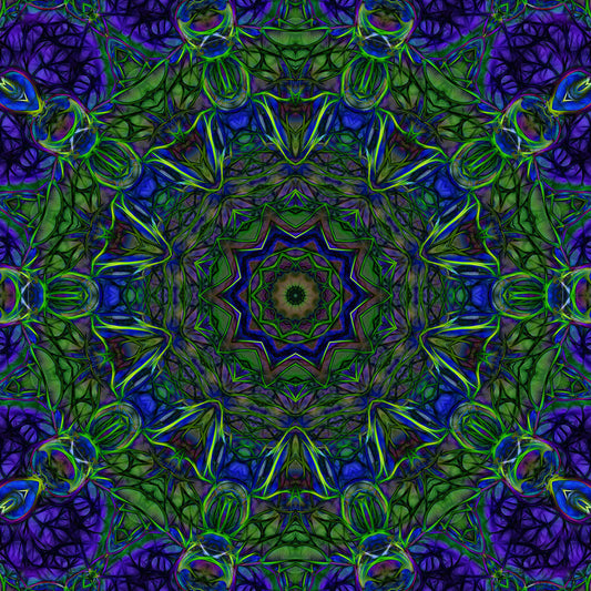 Blue Green Ribbon Kaleidoscope Digital Image Download