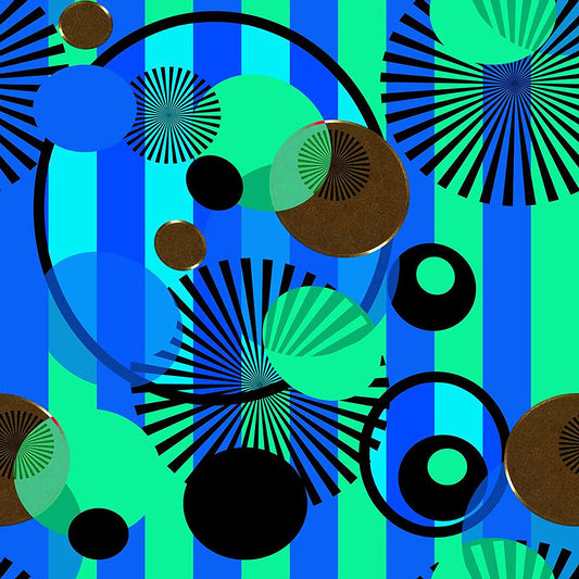 Blue Green Stripes and Dots