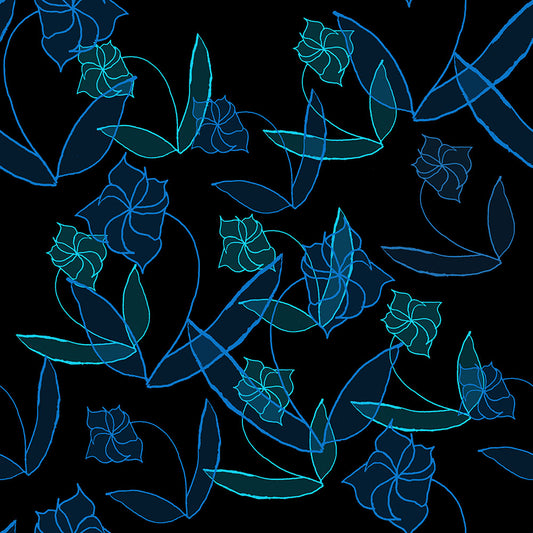 Blue Lilies on Black Digital Image Download