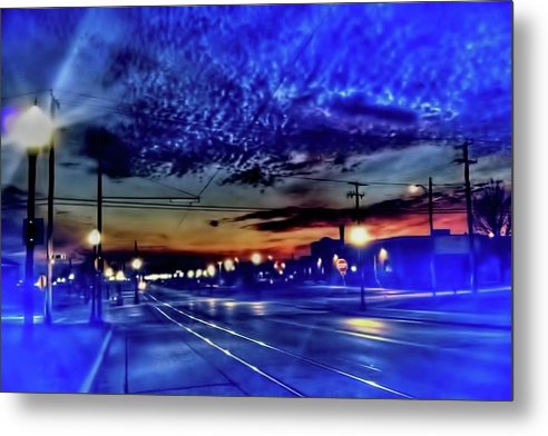 Bus Stop Sunrise - Metal Print