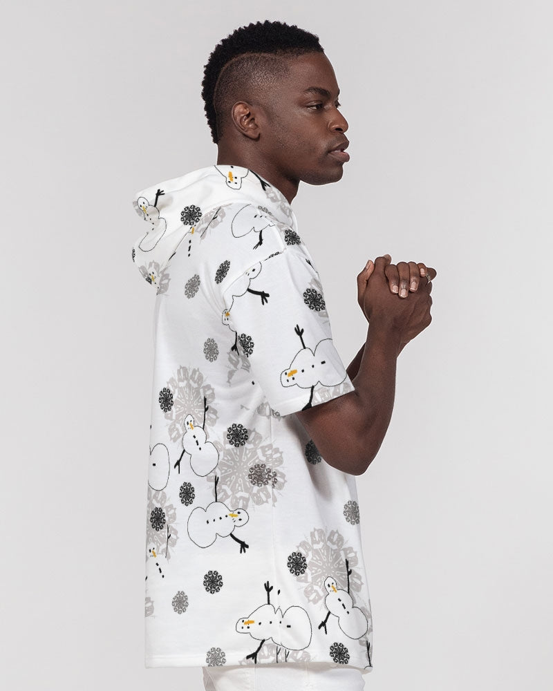 Snowman Pattern Men's Premium Heavyweight Short Sleeve Hoodie