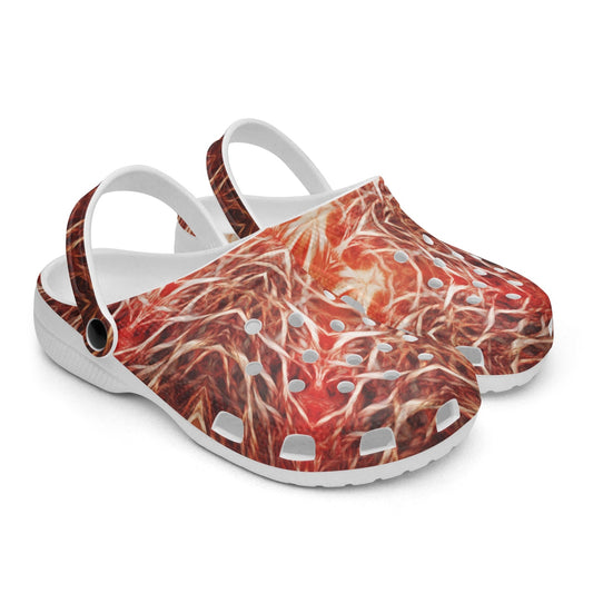 Red Plasma Kaleidoscope 413. All Over Printed Clogs