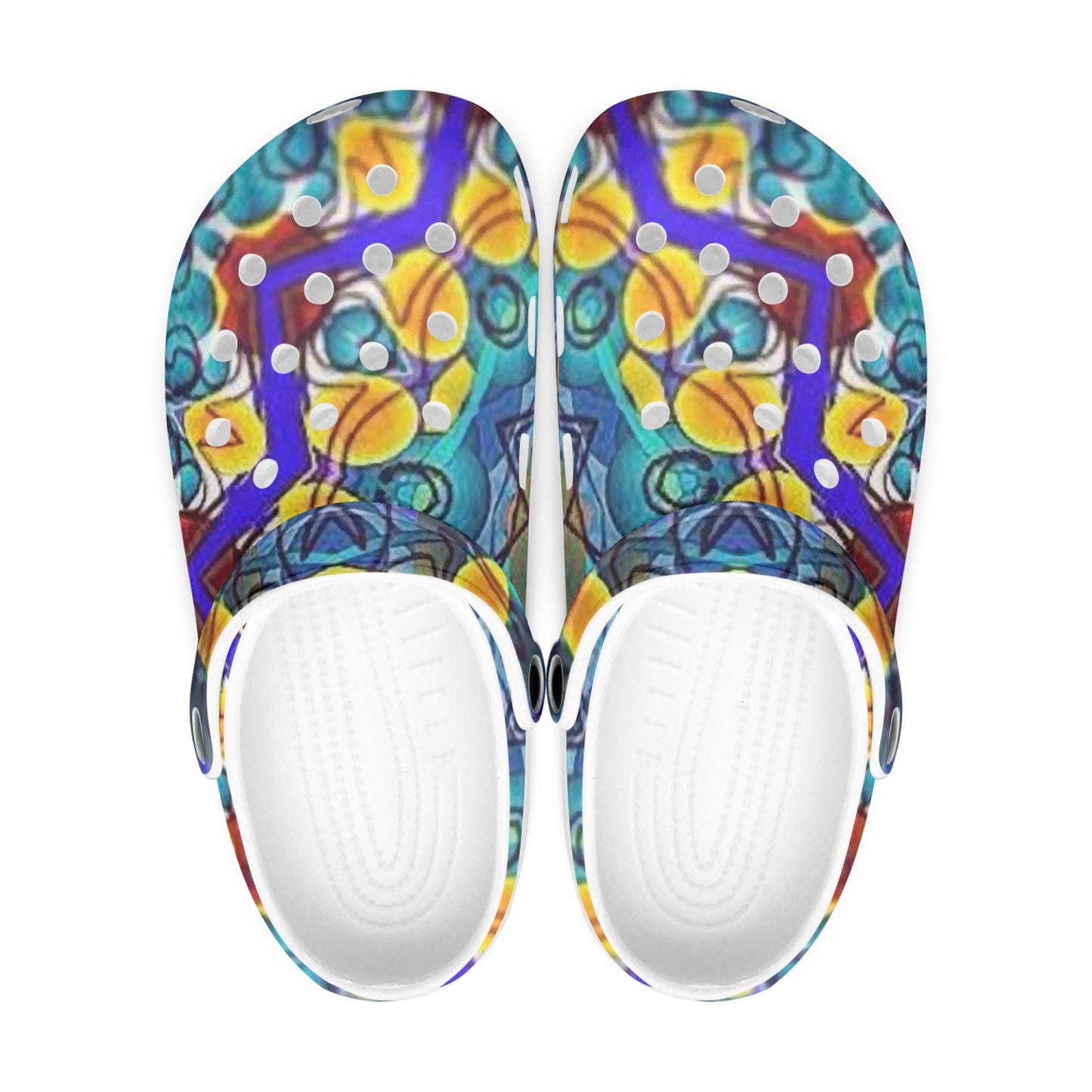 Blue Green Kaleidoscope 413. All Over Printed Clogs