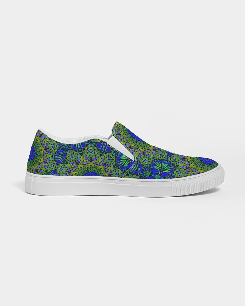 Blue Green Celtic Kaleidoscope Women's Slip-On Canvas Shoe