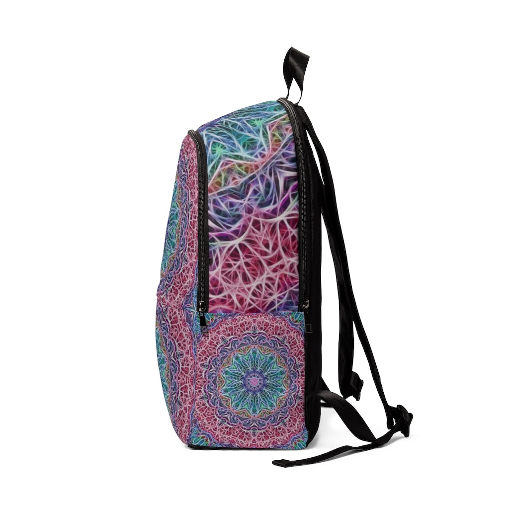 Pink and Blue Kaleidoscope Unisex Fabric Backpack