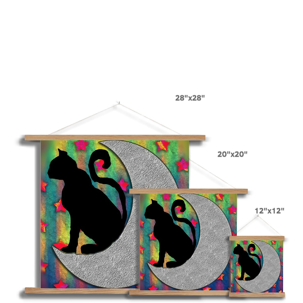 Cat On A Moon Fine Art Print with Hanger