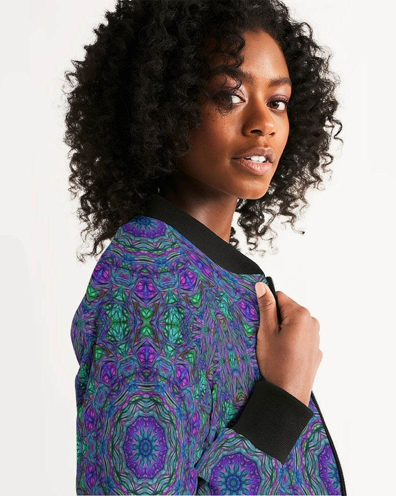 Blue Green Purple Kaleidoscope Women's Bomber Jacket