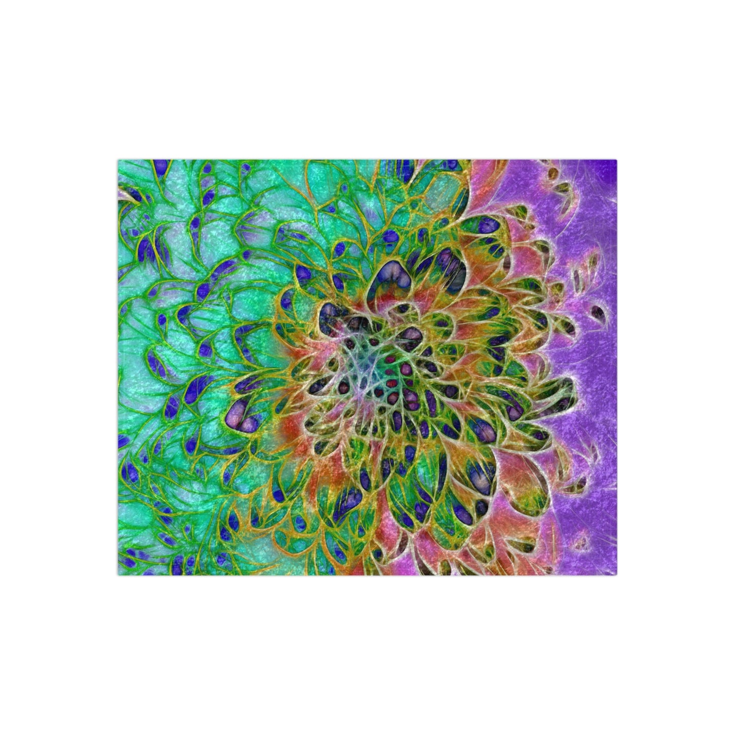Peacock Chrysanthemum Crushed Velvet Blanket