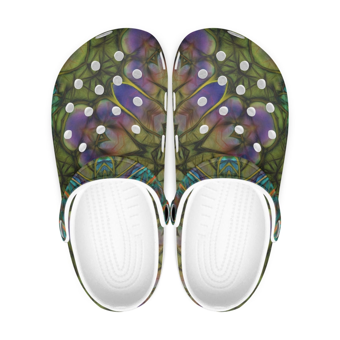Green Kaleidoscope 413. All Over Printed Clogs