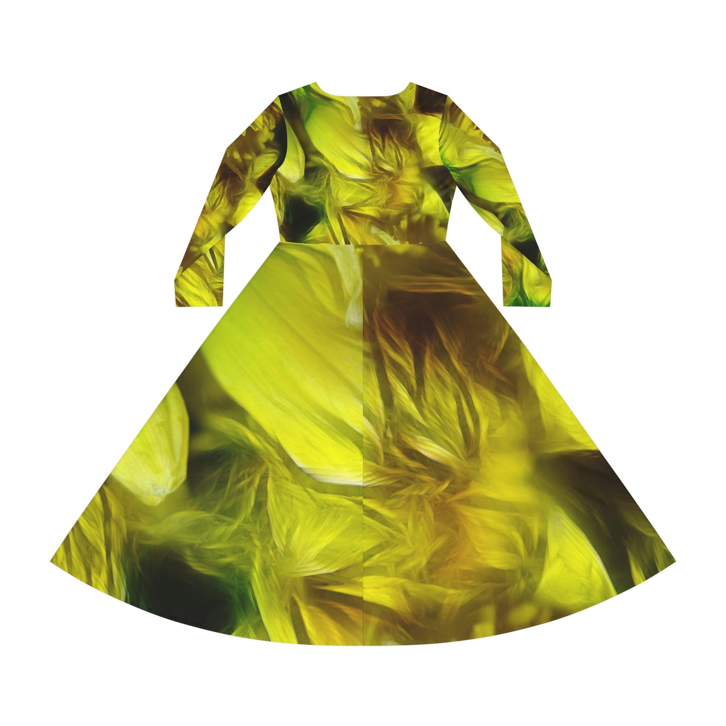 Yellow Daffodils Women's Long Sleeve Dance Dress