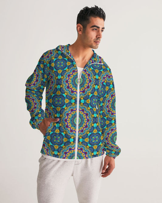 Blue Green Blur Kaleidoscope Men's Windbreaker