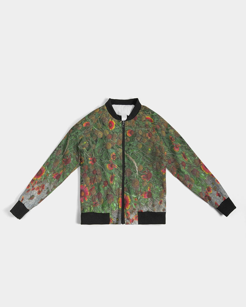 Orange Flower Garden Women's Bomber Jacket