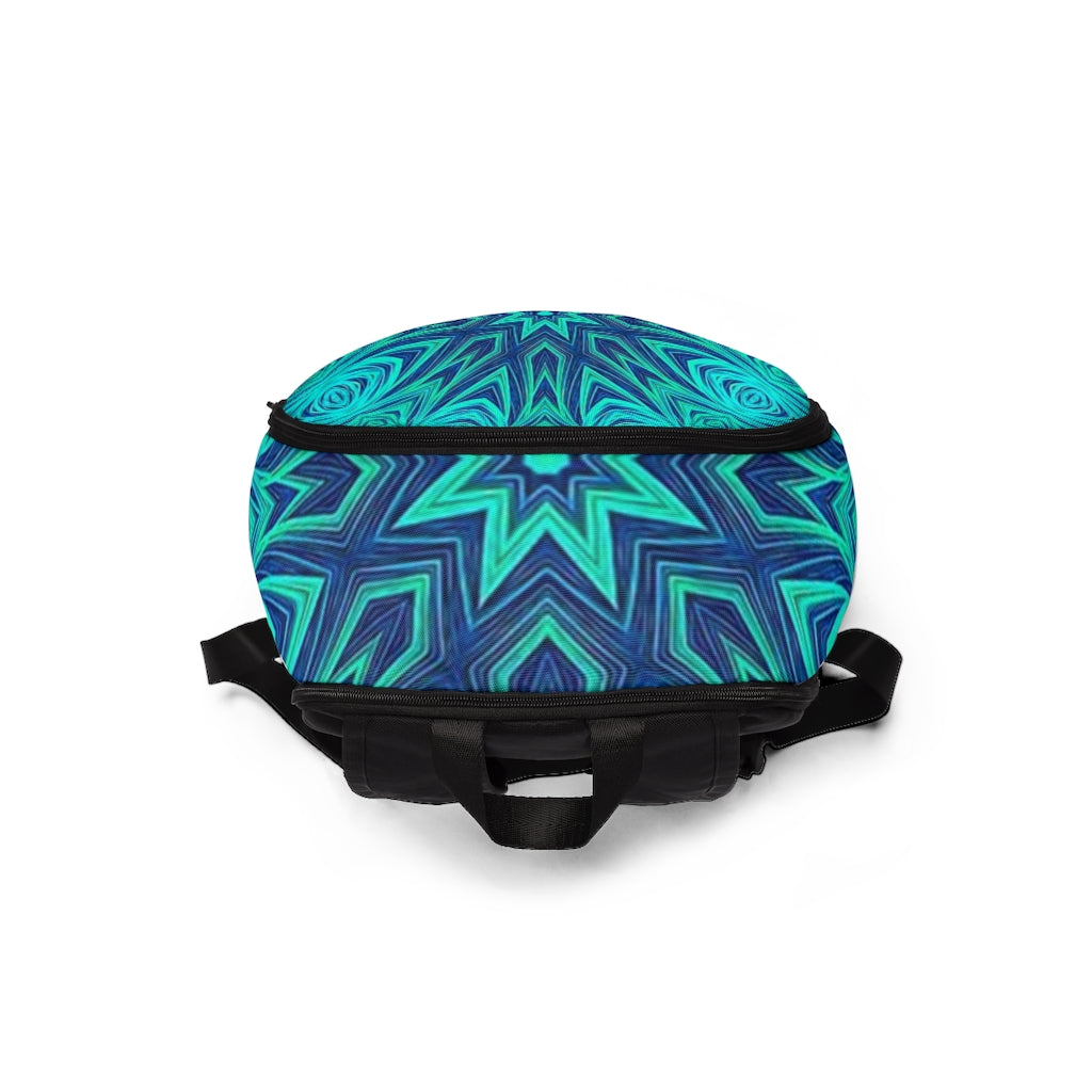 Blue Ice Fractal Kaleidoscope Unisex Fabric Backpack