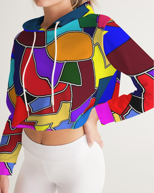 Crazy Color Abstract Women's Cropped Hoodie