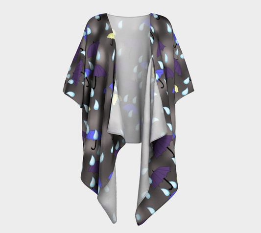 Rain and Umbrellas Drapes Kimono