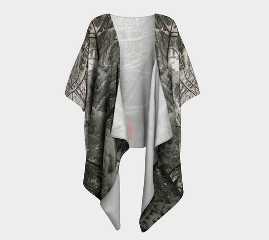 Snowy holiday Draped Kimono
