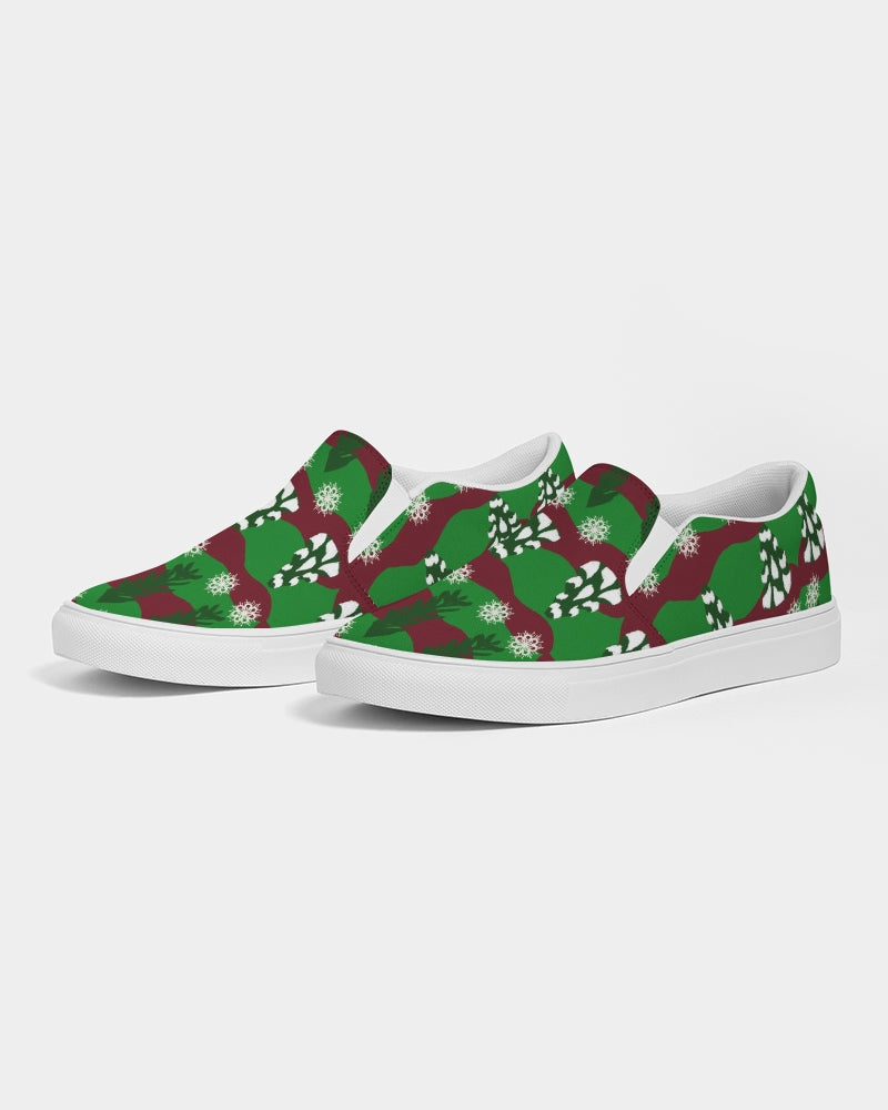 Snowy Evergreen Pattern Women's Slip-On Canvas Shoe