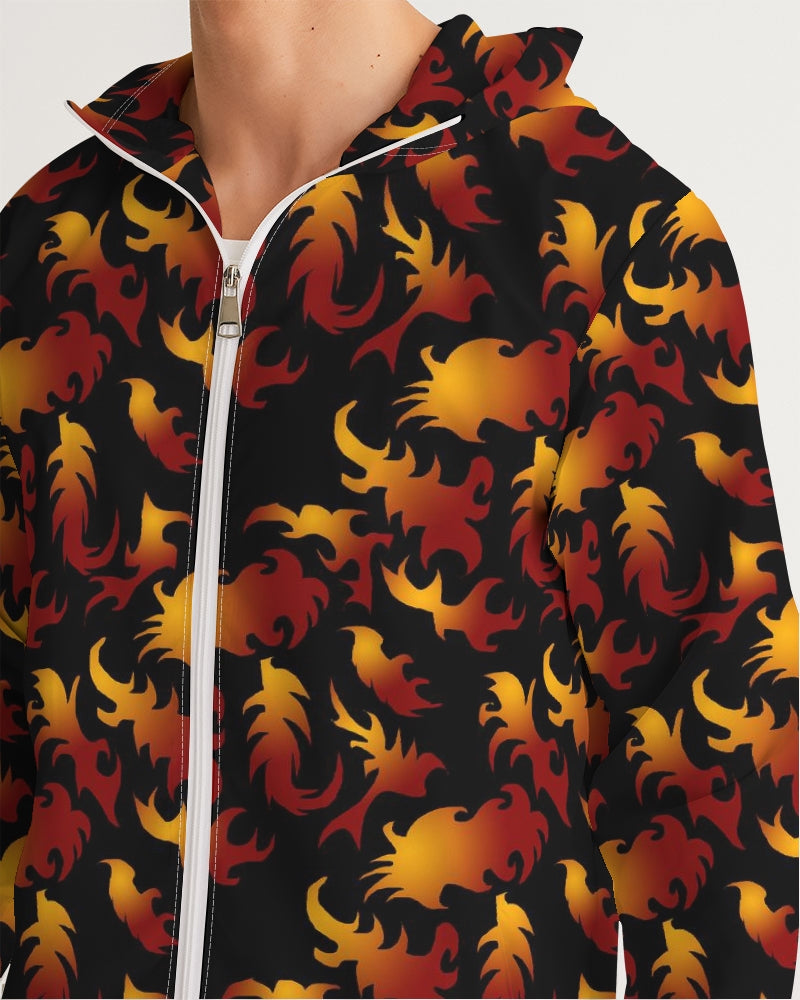 Abstract Flames Pattern  Men's Windbreaker