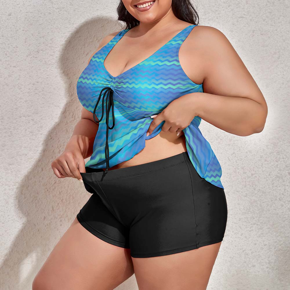 Mermaid Chevrons Custom Women's Plus Size Two Piece Swimsuit Stylish Swimwear