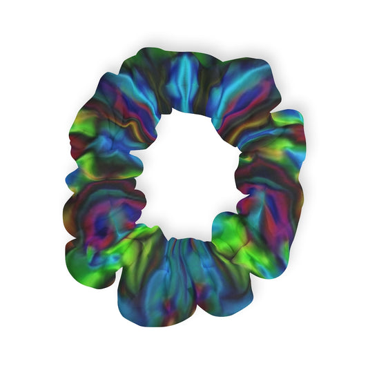 Blue and Green Kaleidoscope Scrunchie