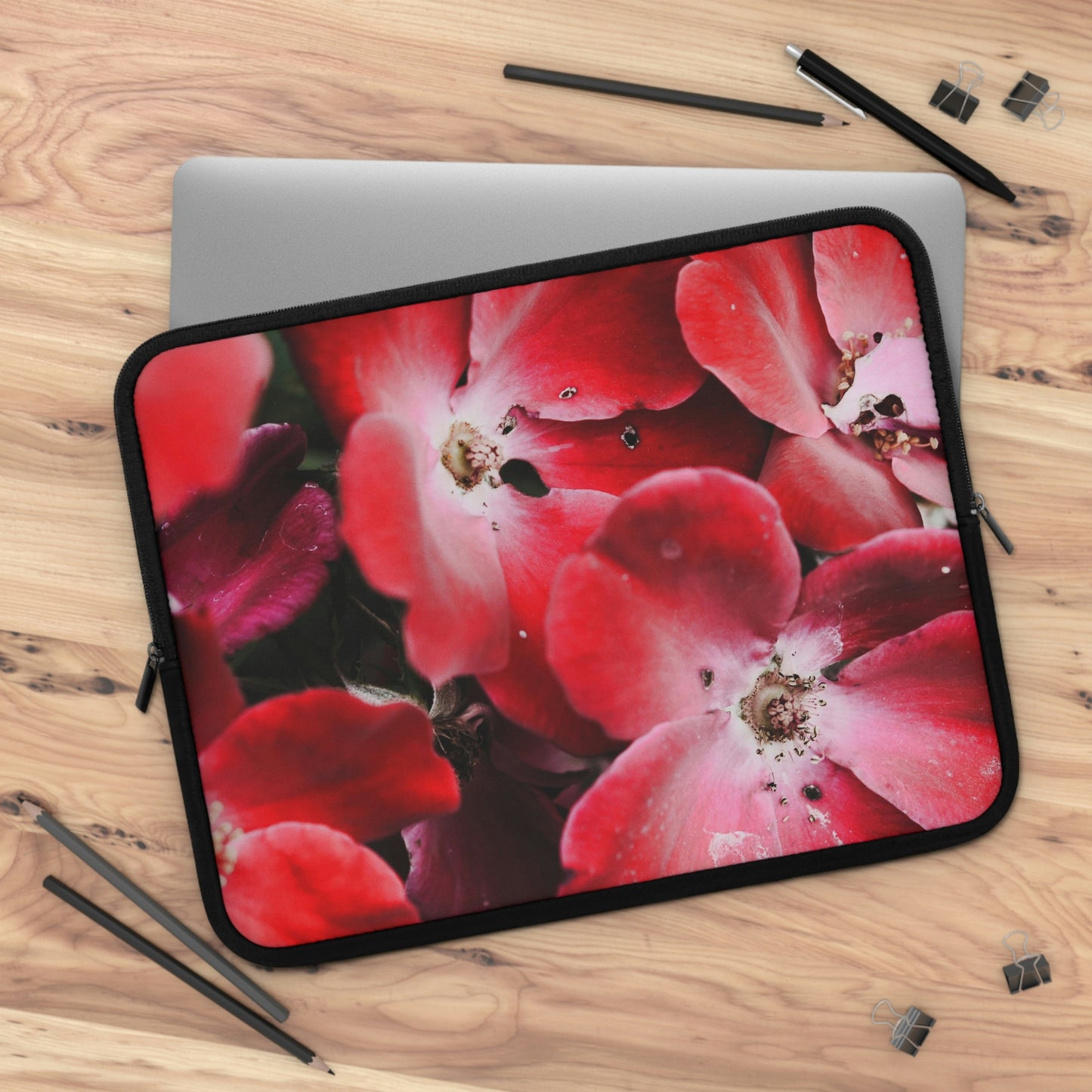 Bright Red Flowers Laptop Sleeve