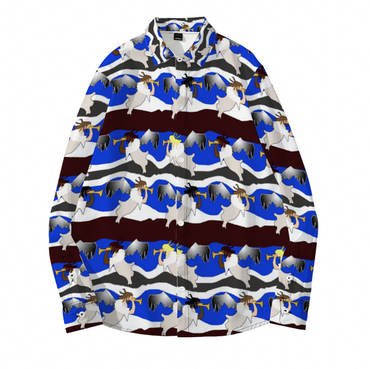 Angels Pattern Custom All Over Print Women's Long Sleeves Shirt with Button