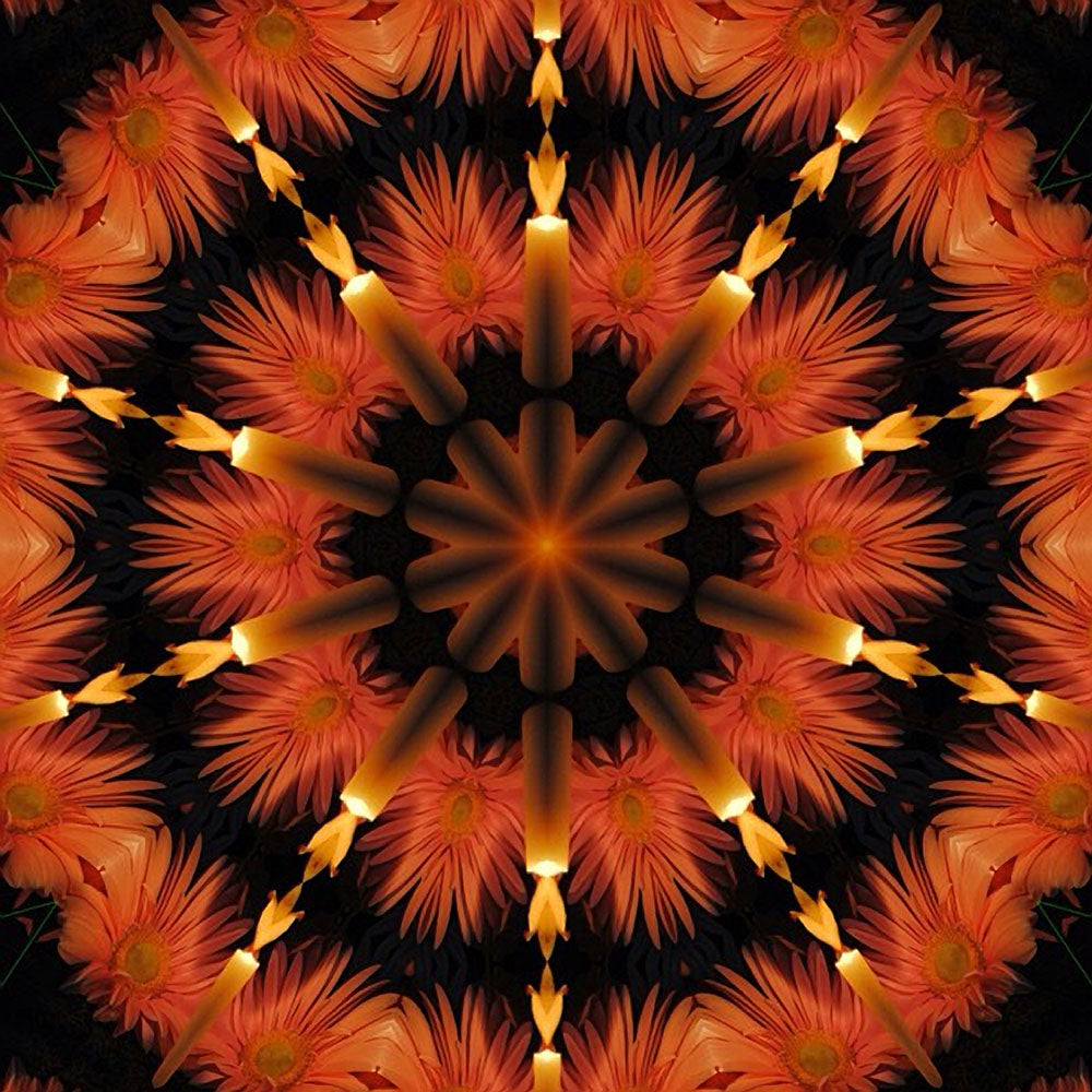 Candles and Flowers Kaleidoscope Digital Image Download