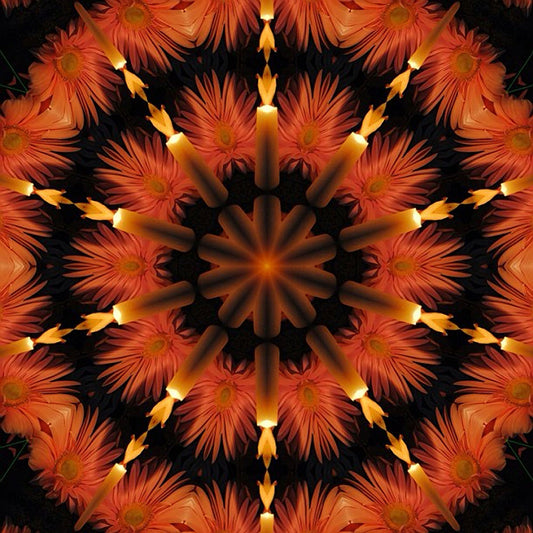 Candles and Flowers Kaleidoscope Digital Image Download
