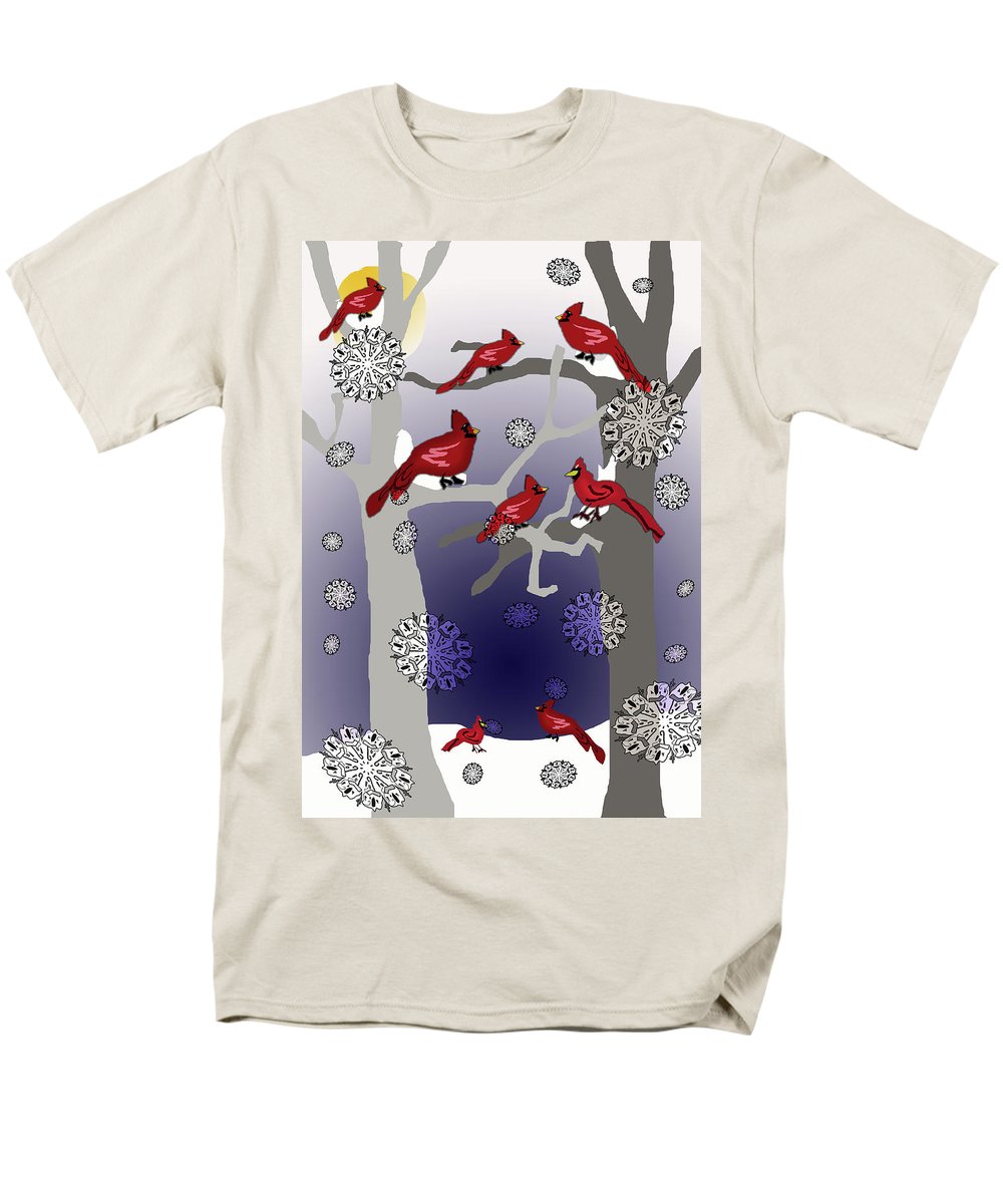 Cardinals In The Snow - Men's T-Shirt  (Regular Fit)