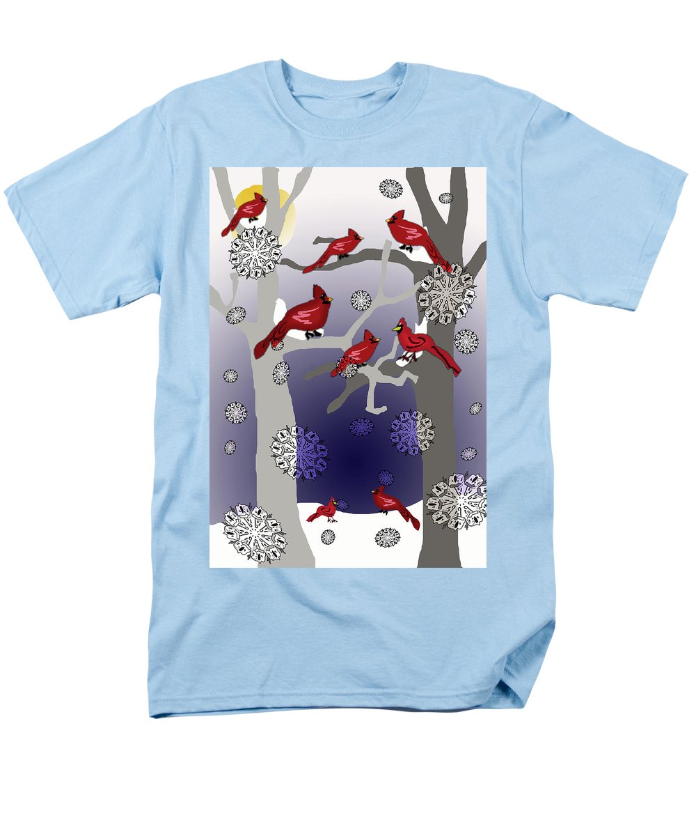 Cardinals In The Snow - Men's T-Shirt  (Regular Fit)
