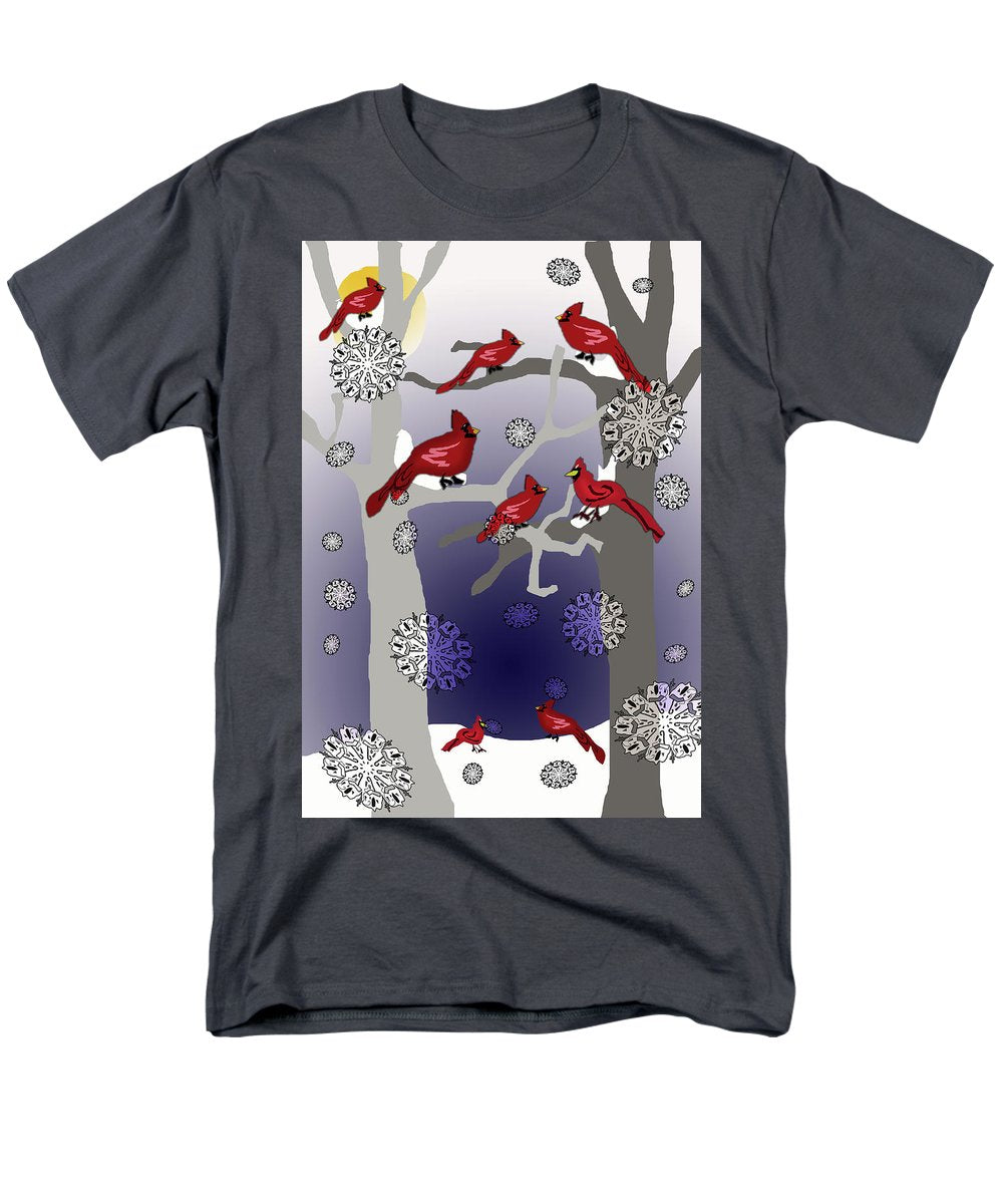 Cardinals In The Snow - Men's T-Shirt  (Regular Fit)