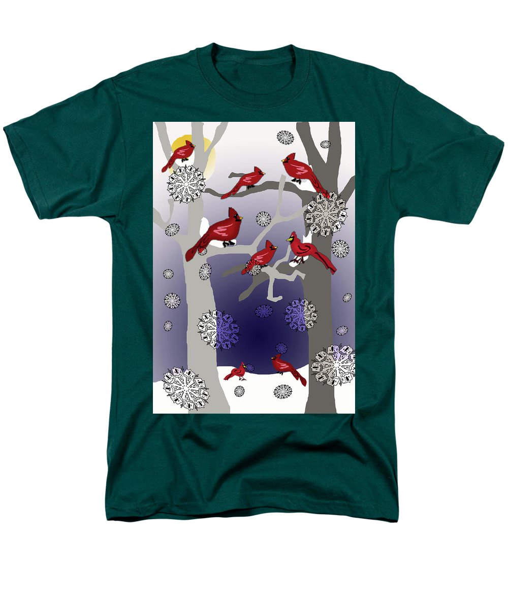 Cardinals In The Snow - Men's T-Shirt  (Regular Fit)