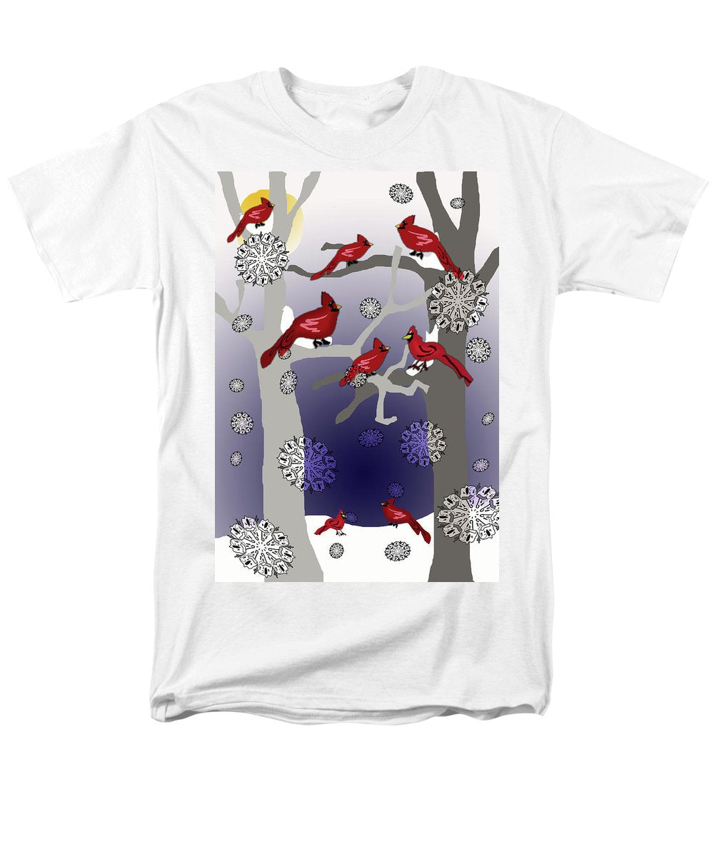Cardinals In The Snow - Men's T-Shirt  (Regular Fit)