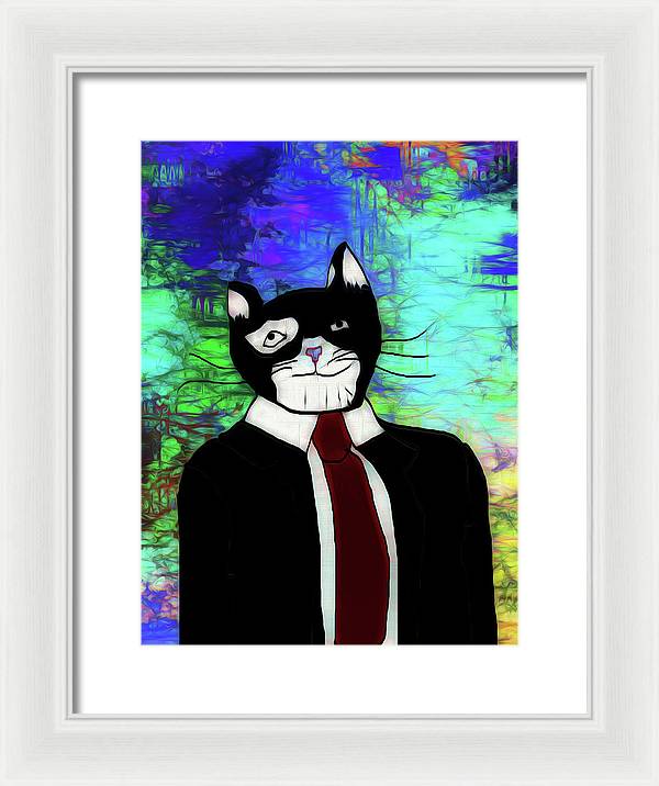 Cat In A Tie - Framed Print