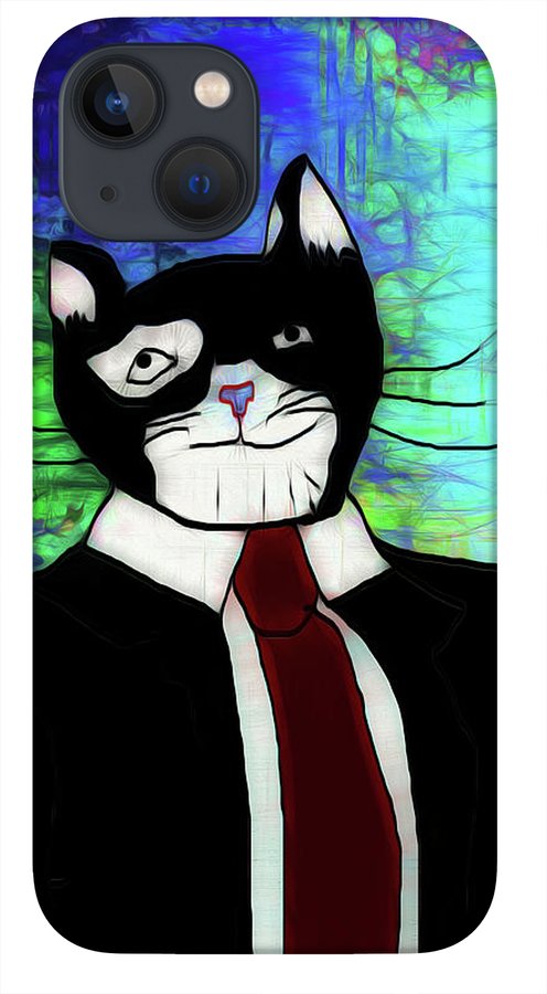 Cat In A Tie - Phone Case